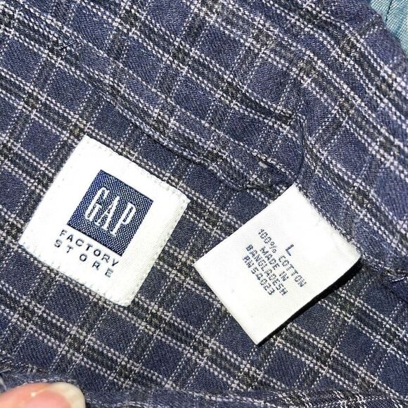 J. Crew‎ Gap Men’s Button Down Long Sleeve Casual Shirts Large Blue Plaids - Picture 5 of 5